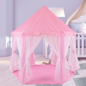 Tente château rose pour filles – espace de jeu féérique